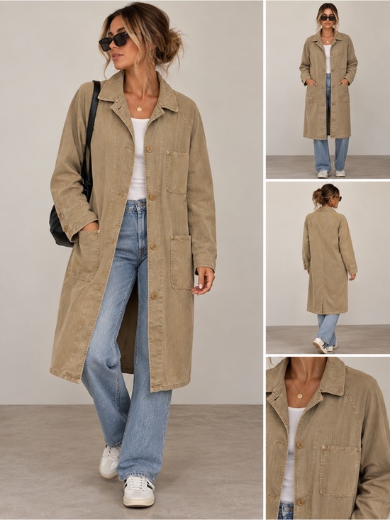 Wilfred Jackets & Blazers - Aritzia Wilfred Free Camel Tan Lightweight Drapey Duster Jacket Coat | MED
